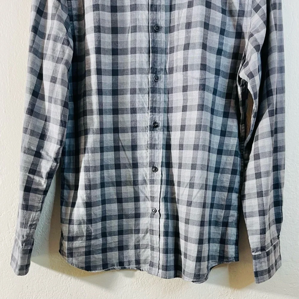 Banana Republic Luxe Flannel Slim Fit Plaid Button Down Shirt Size M Pocket